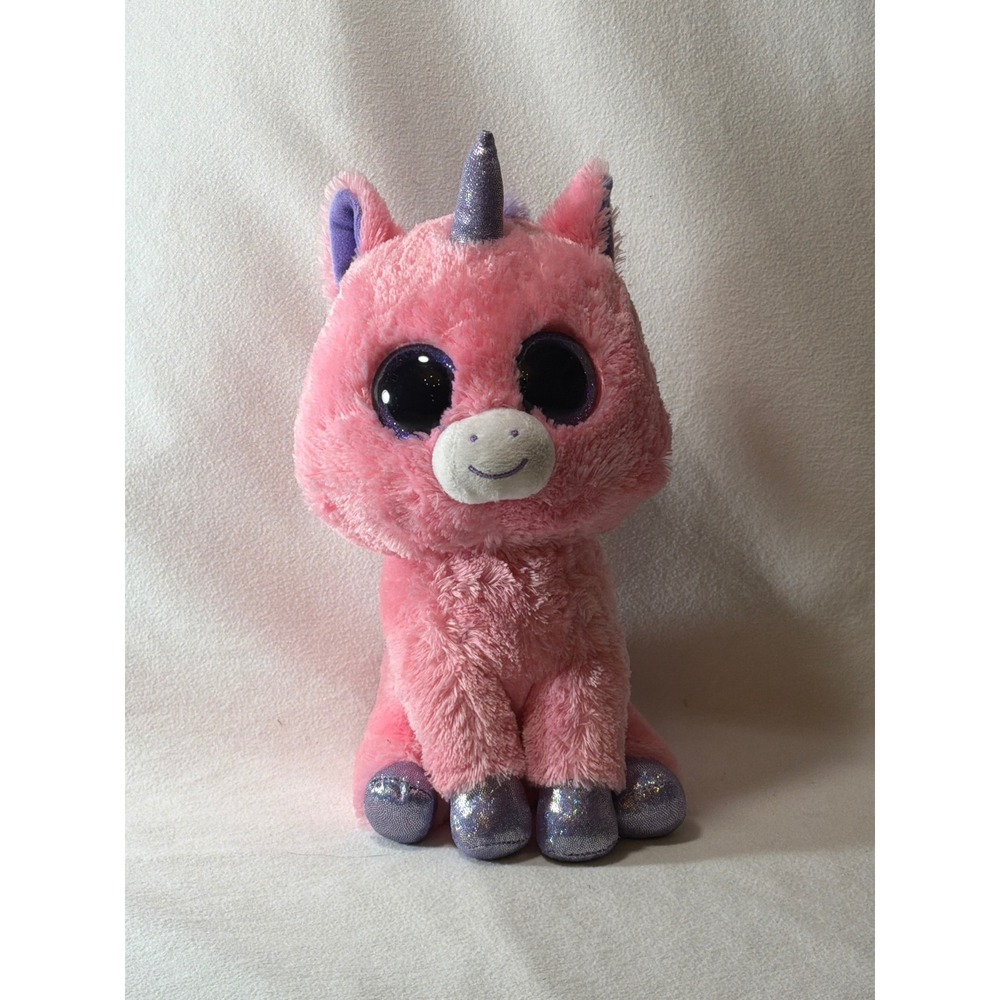 Ty Beanie Boos Magic the Unicorn Pink Purple Glitter Eyes Plush 9 Inch Medium